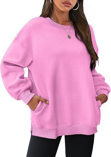 Damen nan lässiger Oversize-Sweatpullover mit seitlichen Eingrifftaschen, geripptem Saum und überschnittener Schulter Echo Archiv