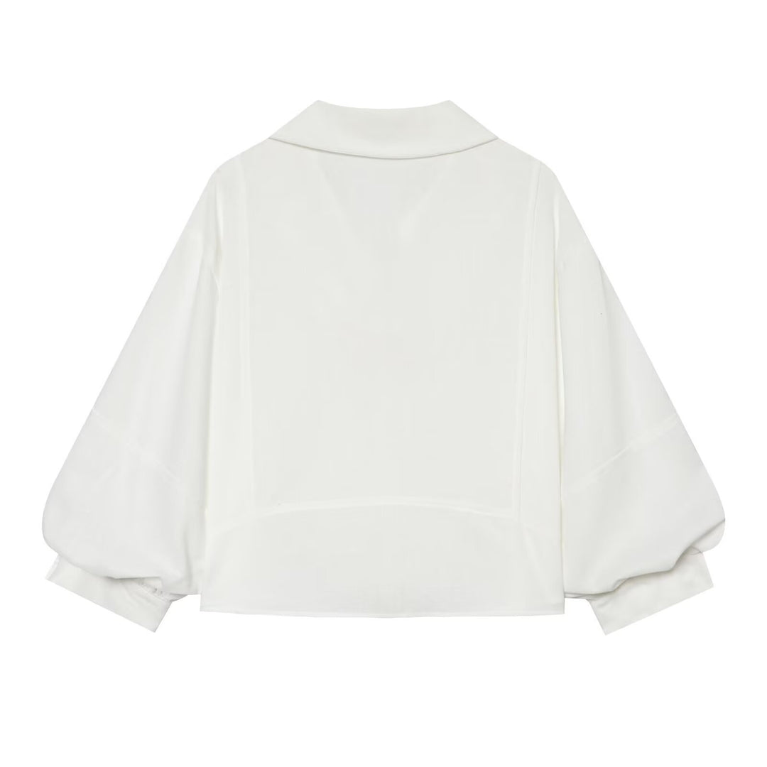 Damen Oversize-Hemdbluse mit Kentkragen, Ballonärmeln und kastiger Silhouette Echo Archiv