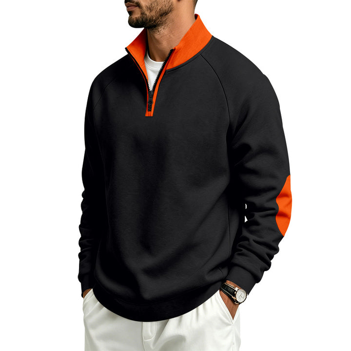 Herren Halbzip-Pullover mit Stehkragen und Ellbogen-Patches Echoarchiv