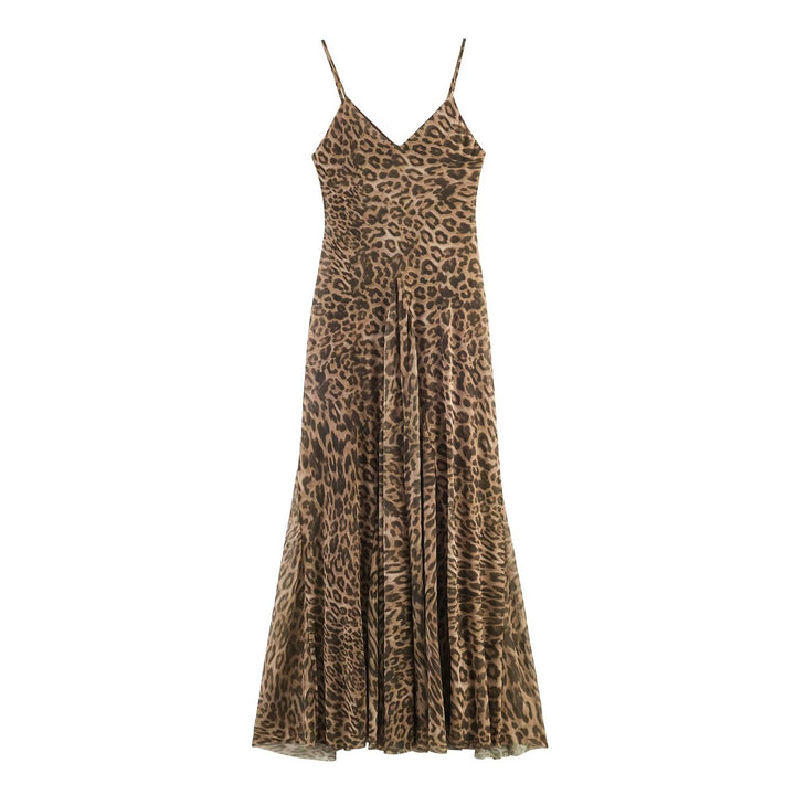 Damen Maxikleid mit elegantem Leo-Print und fließendem Schnitt Echo Archiv