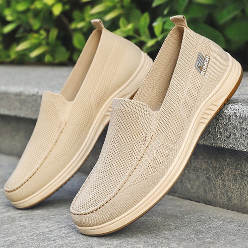 Herren nan leichtgewichtiger Mesh-Mokassin-Slipper mit nahtlosem Strickoberteil, Memory-Komforteinlage und rutschfester Flexsohle Echo Archiv