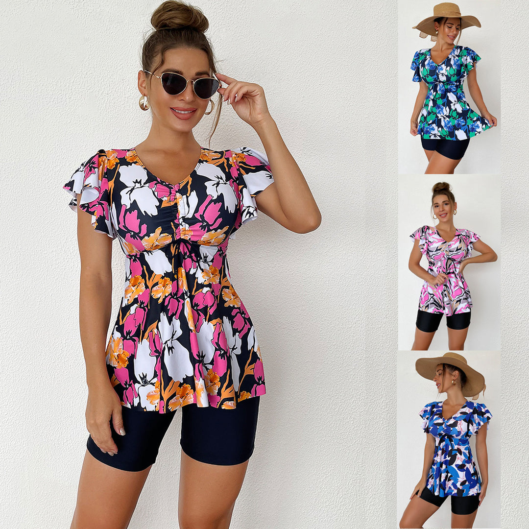 Damen Tankini-Set mit modischen Rüschendetails und bequemen Shorts Echo Archiv