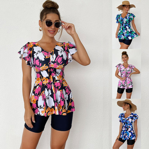 Damen Tankini-Set mit modischen Rüschendetails und bequemen Shorts Echo Archiv