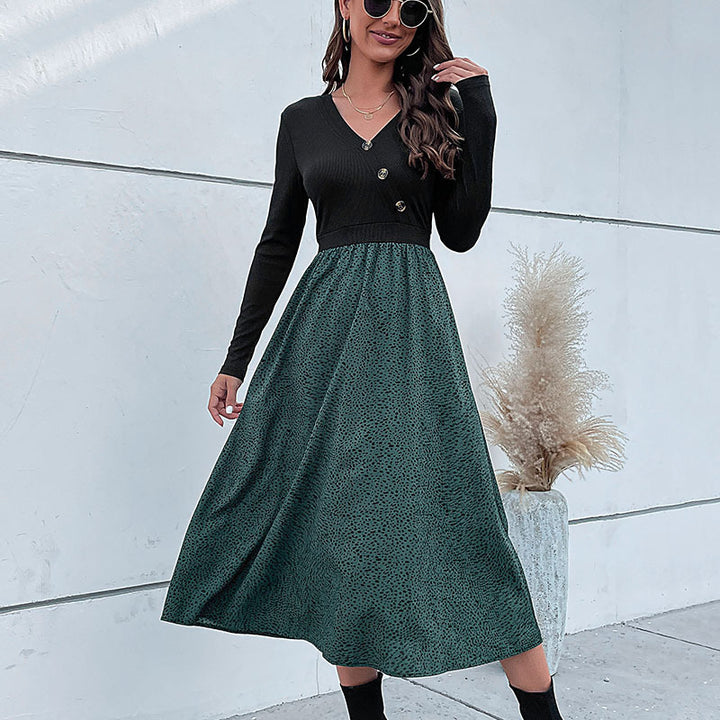 Damen Elegantes Maxikleid mit V-Ausschnitt und Taillengürtel Echo Archiv