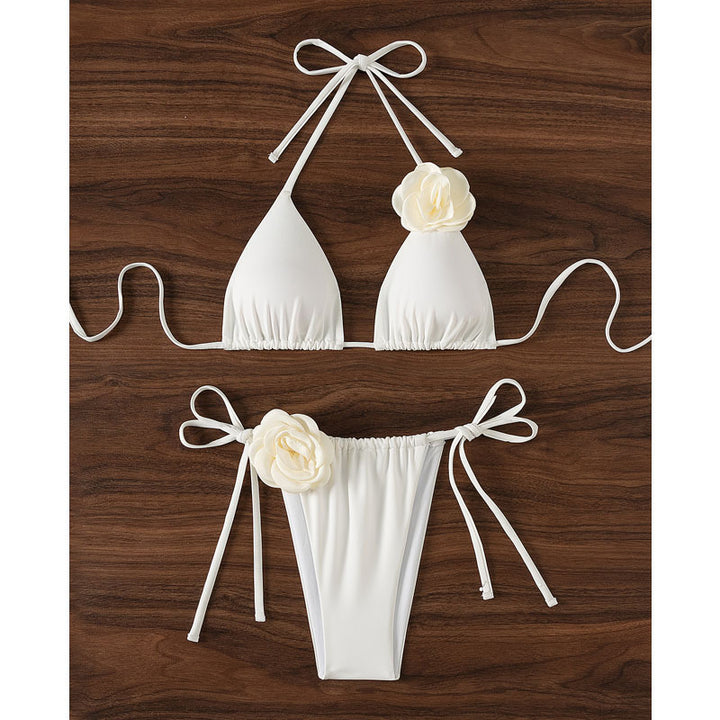 Damen Triangel-Bikini mit dekorativen Rüschen und verstellbaren Bändern Echo Archiv