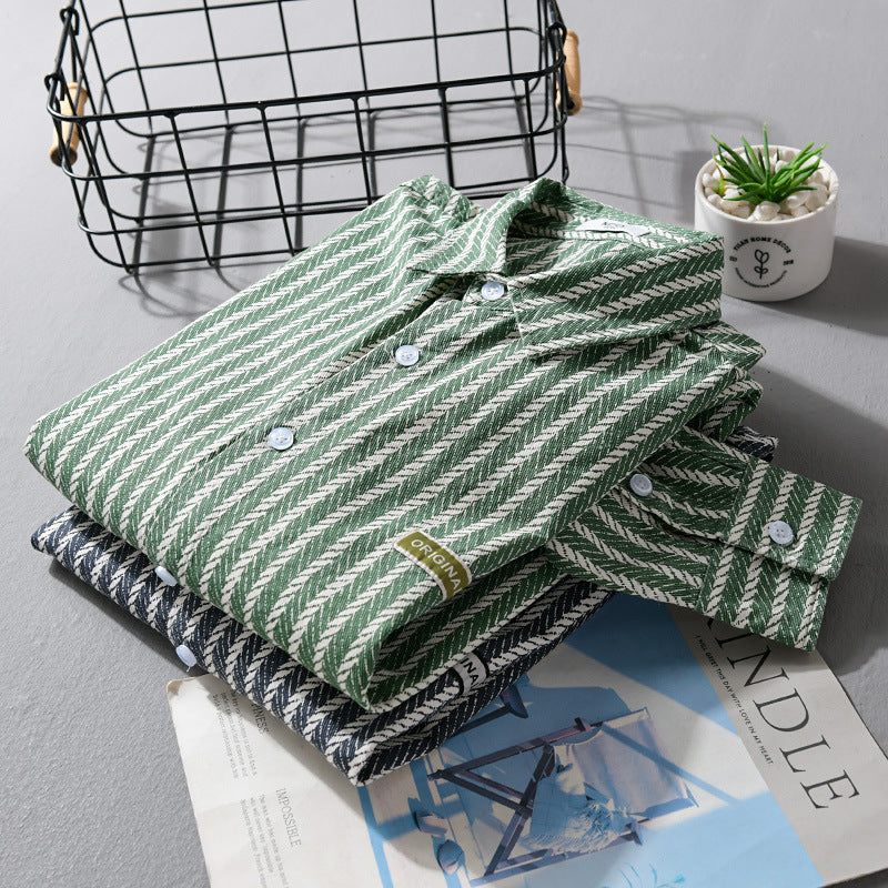 Herren Texturiertes Hemdjacken-Overshirt mit diagonaler Fischgrät-Struktur Echoarchiv