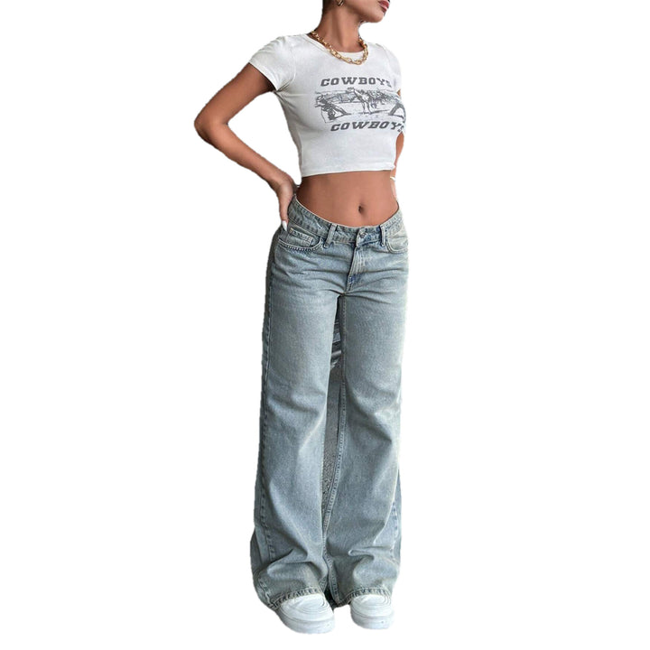 Damen Tief sitzende weite Schlagjeans aus Vintage-Denim Echo Archiv