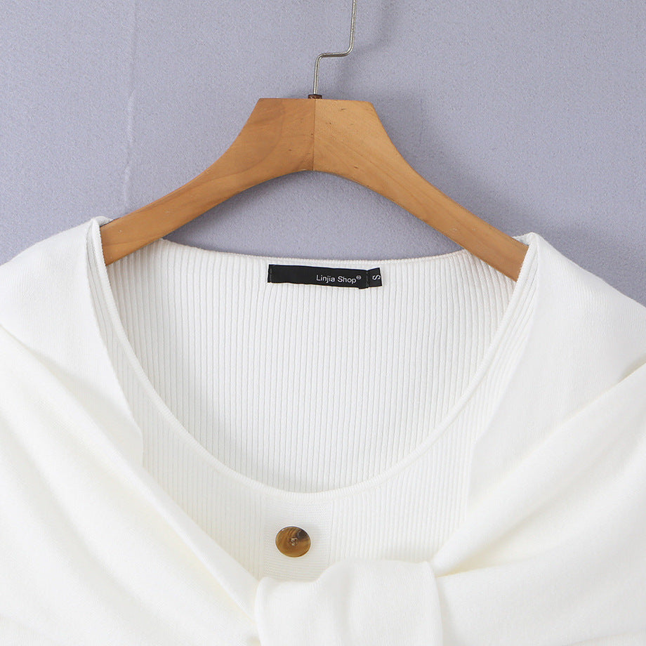 Damen Schulterstrick-Cardigan mit abnehmbarem Schultertuch-Detail Echoarchiv