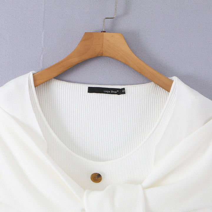 Damen Schulterstrick-Cardigan mit abnehmbarem Schultertuch-Detail Echoarchiv