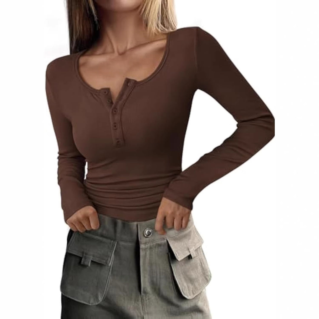 Damen Langarmshirt mit Knopfdetails Echo Archiv