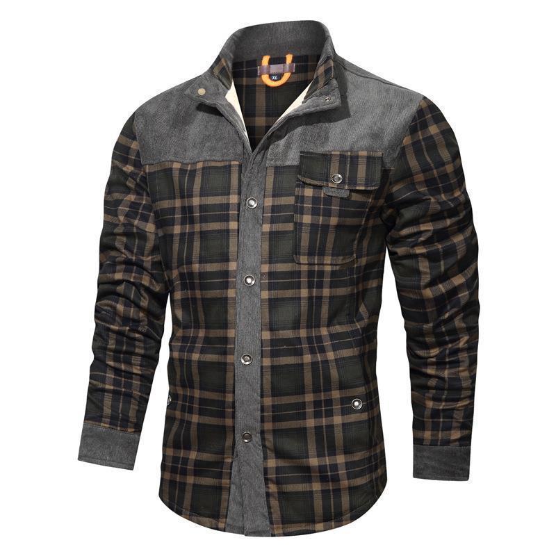 Herren Flanellhemd mit warmem Innenfutter und eleganten Druckdetails Echoarchiv