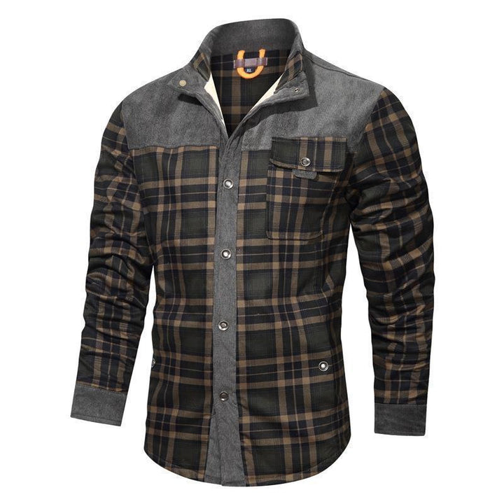 Herren Flanellhemd mit warmem Innenfutter und eleganten Druckdetails Echoarchiv
