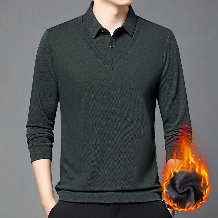 Herren modisches Langarmshirt mit strukturiertem Kragen und feuchtigkeitsregulierenden Eigenschaften Echoarchiv