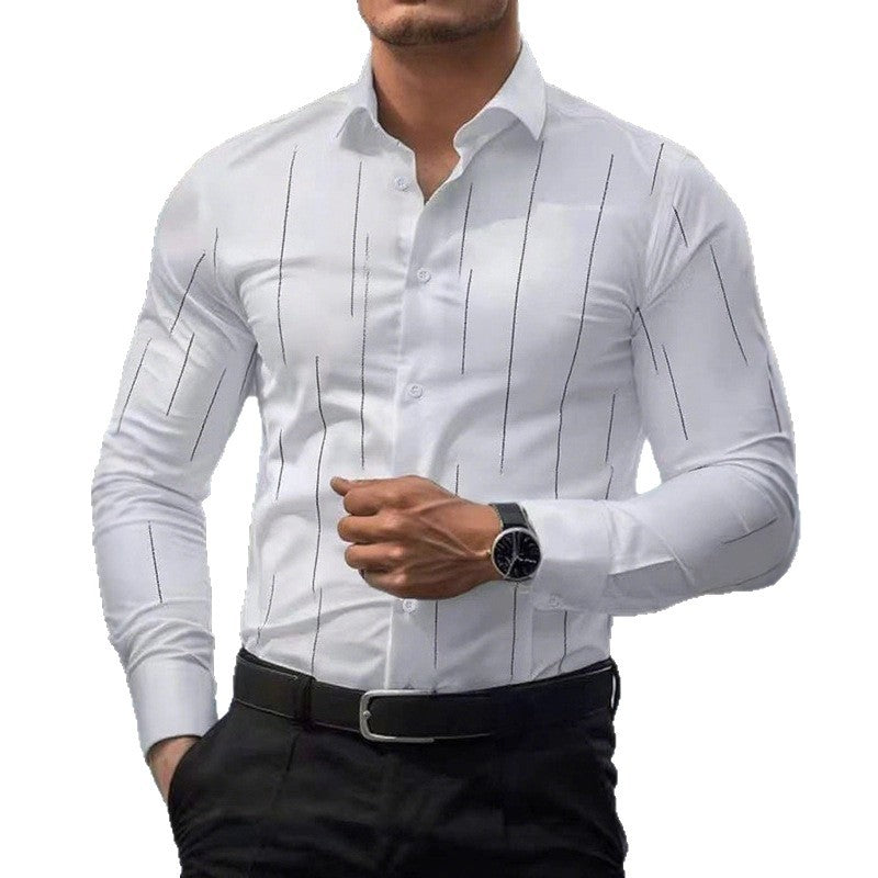 Herren elegantes, maßgeschneidertes Hemd mit feinen Linien Echoarchiv