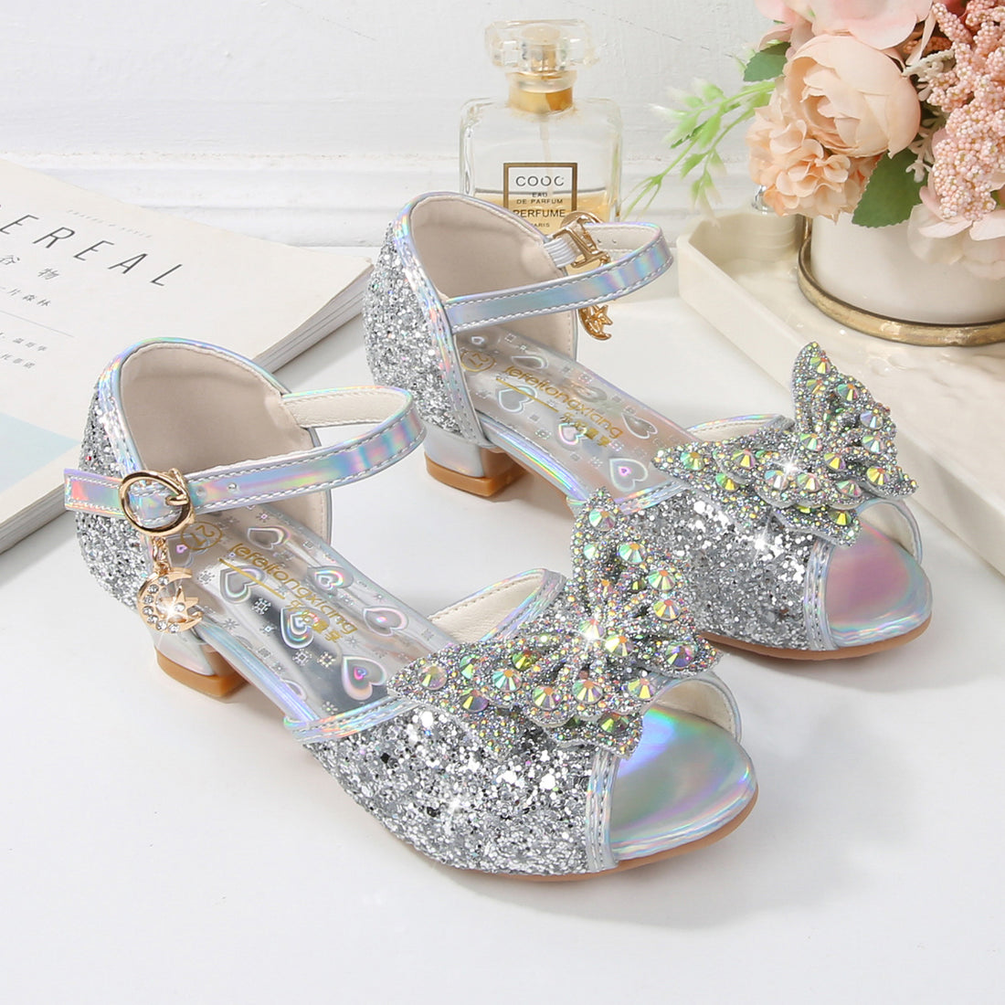 Mädchen Elegante Ballerina Sandalen mit Glitzer und Strass