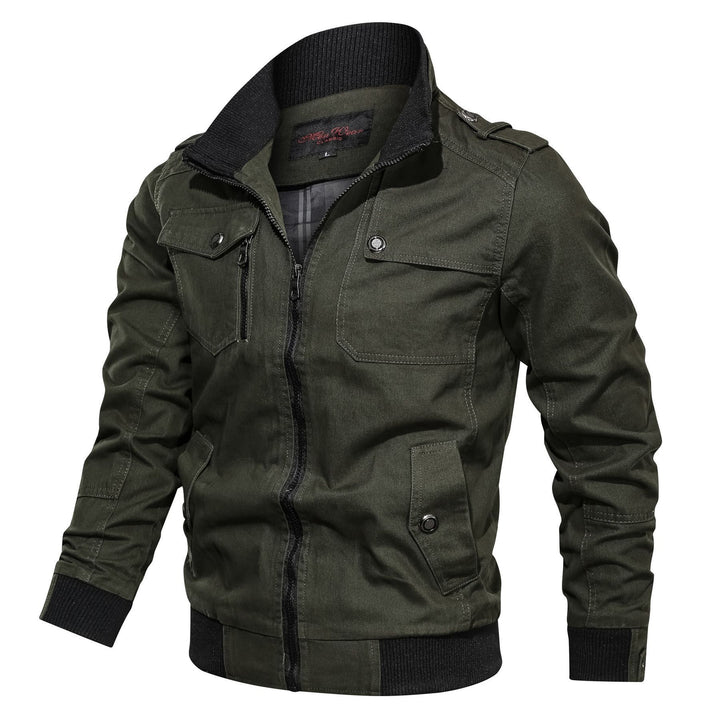 Herren Utility-Canvasjacke mit hohem Rippkragen und Mehrfachtaschen Echoarchiv