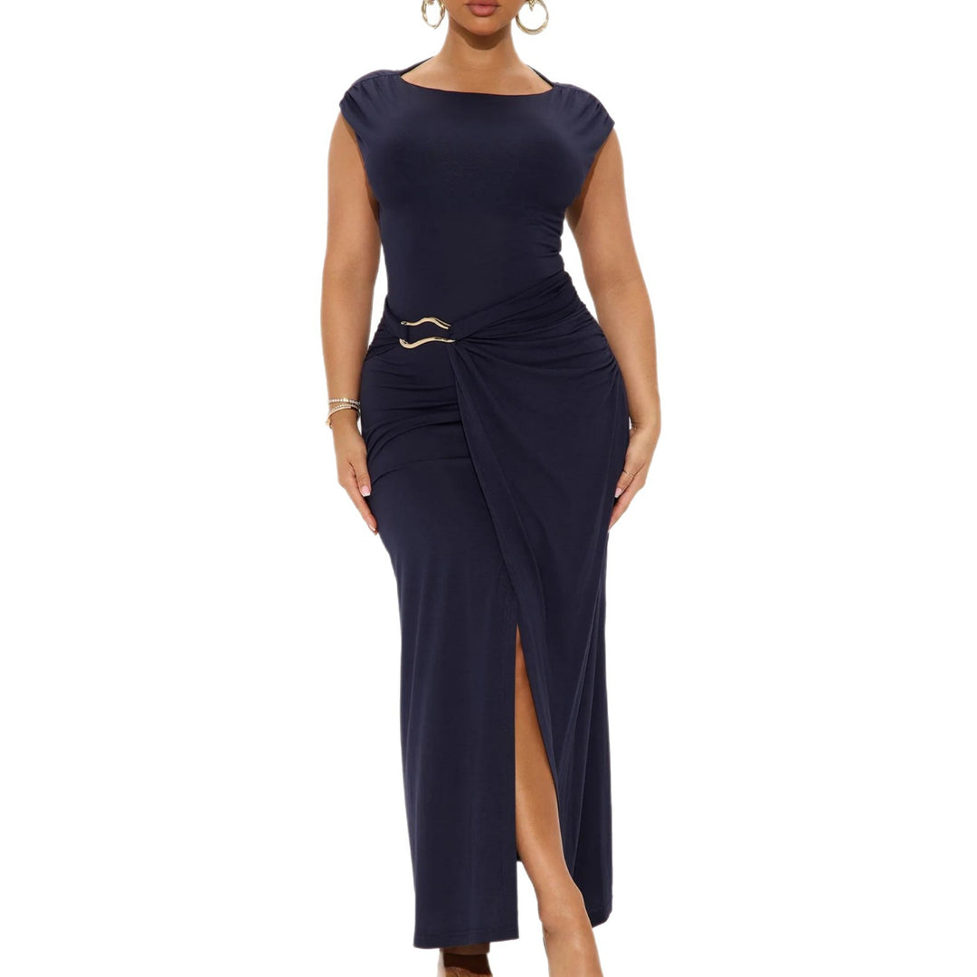 Damen Elegantes Wickelkleid mit seitlichem Schlitz und Gürtel Echo Archiv
