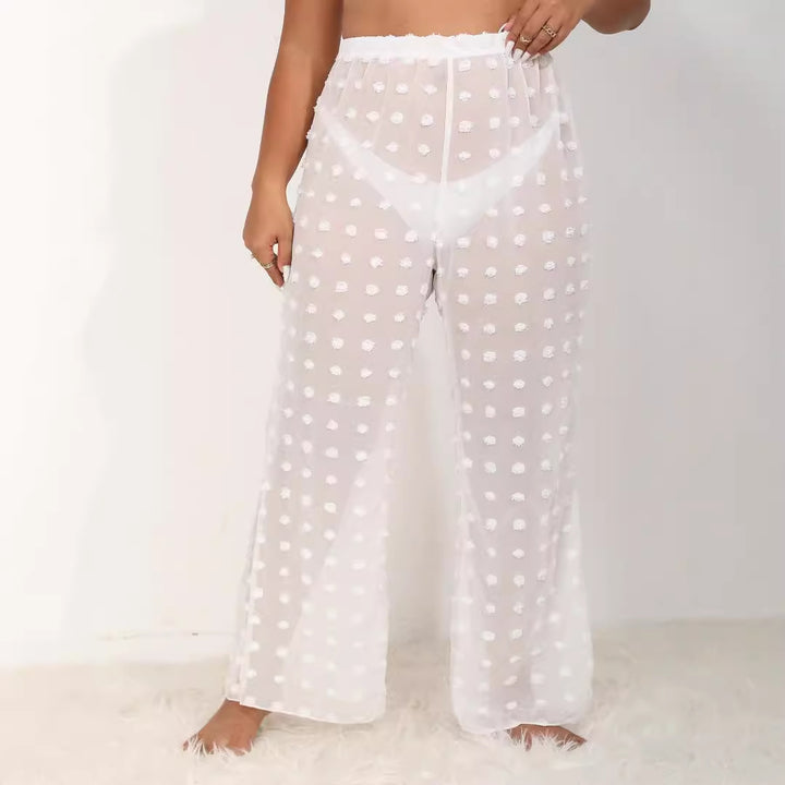 Damen luftige Strandhose mit voluminösen Pompom-Applikationen Echo Archiv