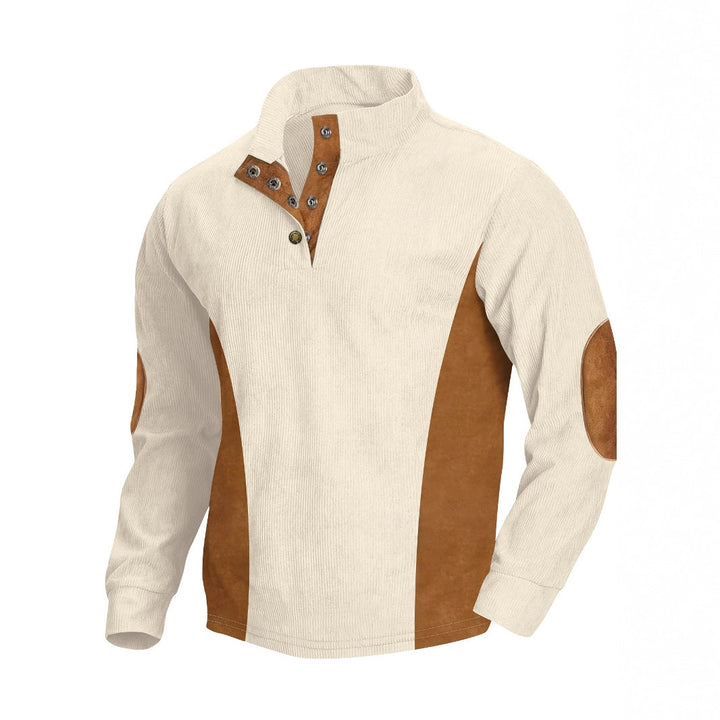 Herren stylisches Langarm-Shirt mit modernes Ripp-Design und eleganten Knopfdetails Echoarchiv