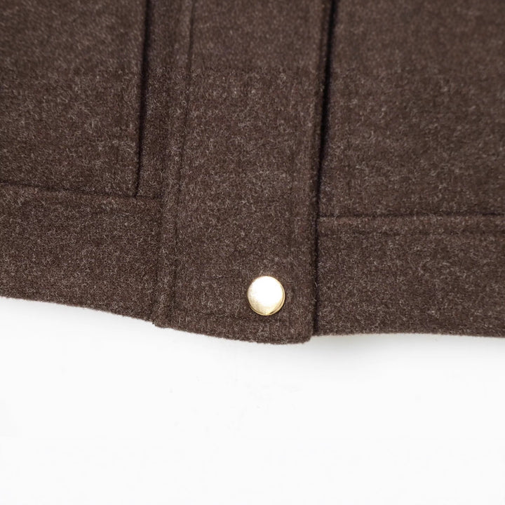 Damen Kurz geschnittene Wollmix-Boxy-Jacke mit Stehkragen und Pattentaschen Echoarchiv