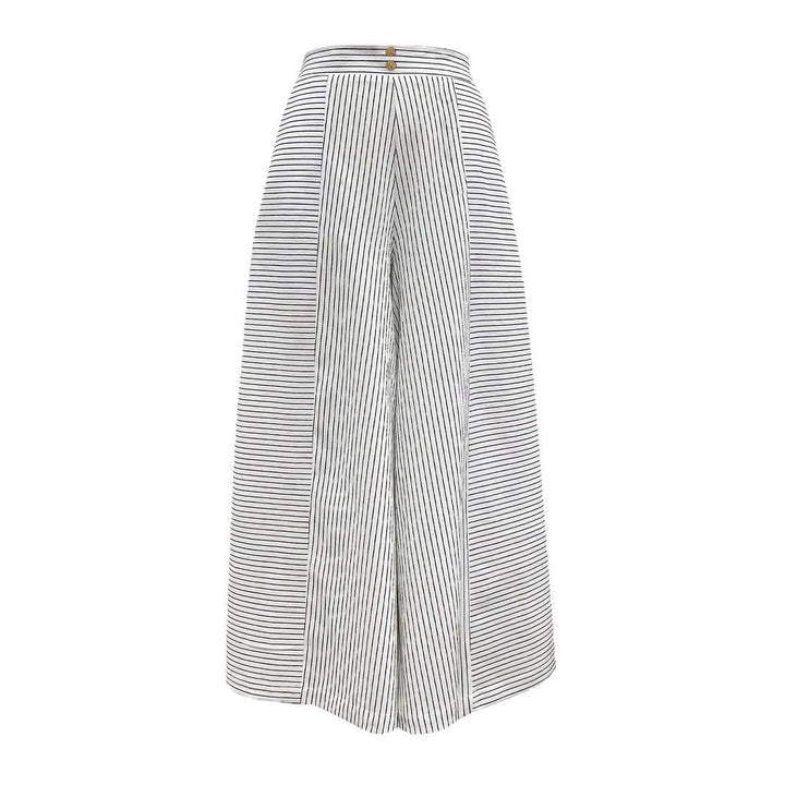 Damen Hochtaillierte Palazzo-Hose mit weitem Bein & Streifen-Detail – Avérine
