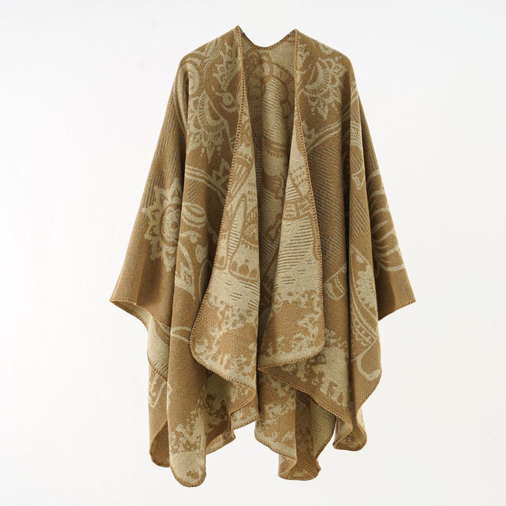Damen Ornamentales Jacquard-Wickelcape mit weichem Fall Echo Archiv