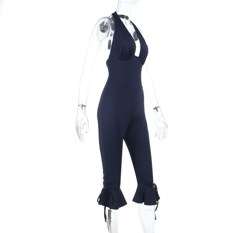 Damen Eleganter Jumpsuit mit hochgeschlossenem Design und Rüschendetails Echo Archiv