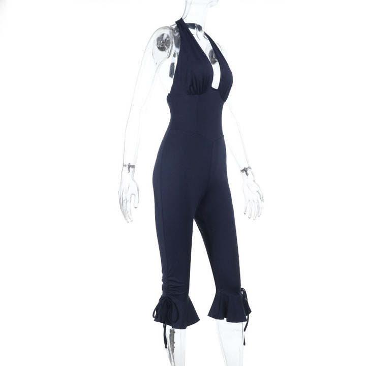 Damen Eleganter Jumpsuit mit hochgeschlossenem Design und Rüschendetails Echo Archiv