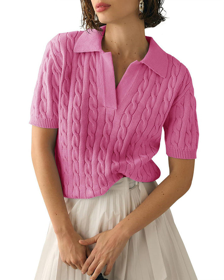 Echoarchiv | Polo-Kragen Twist Strickpullover