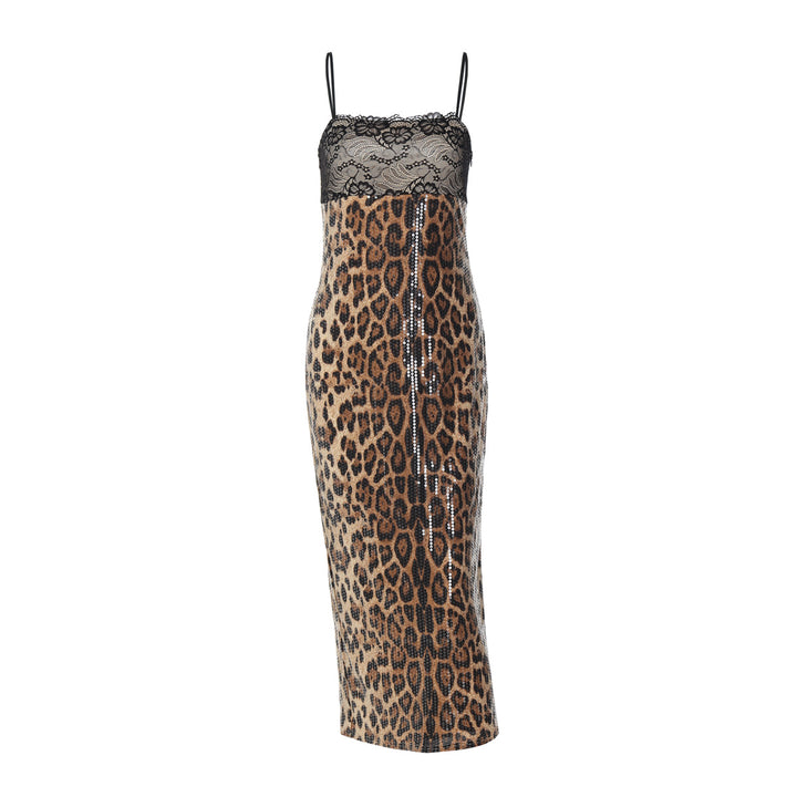 Damen Elegantes und verführerisches Leopardenspitzenkleid Echo Archiv