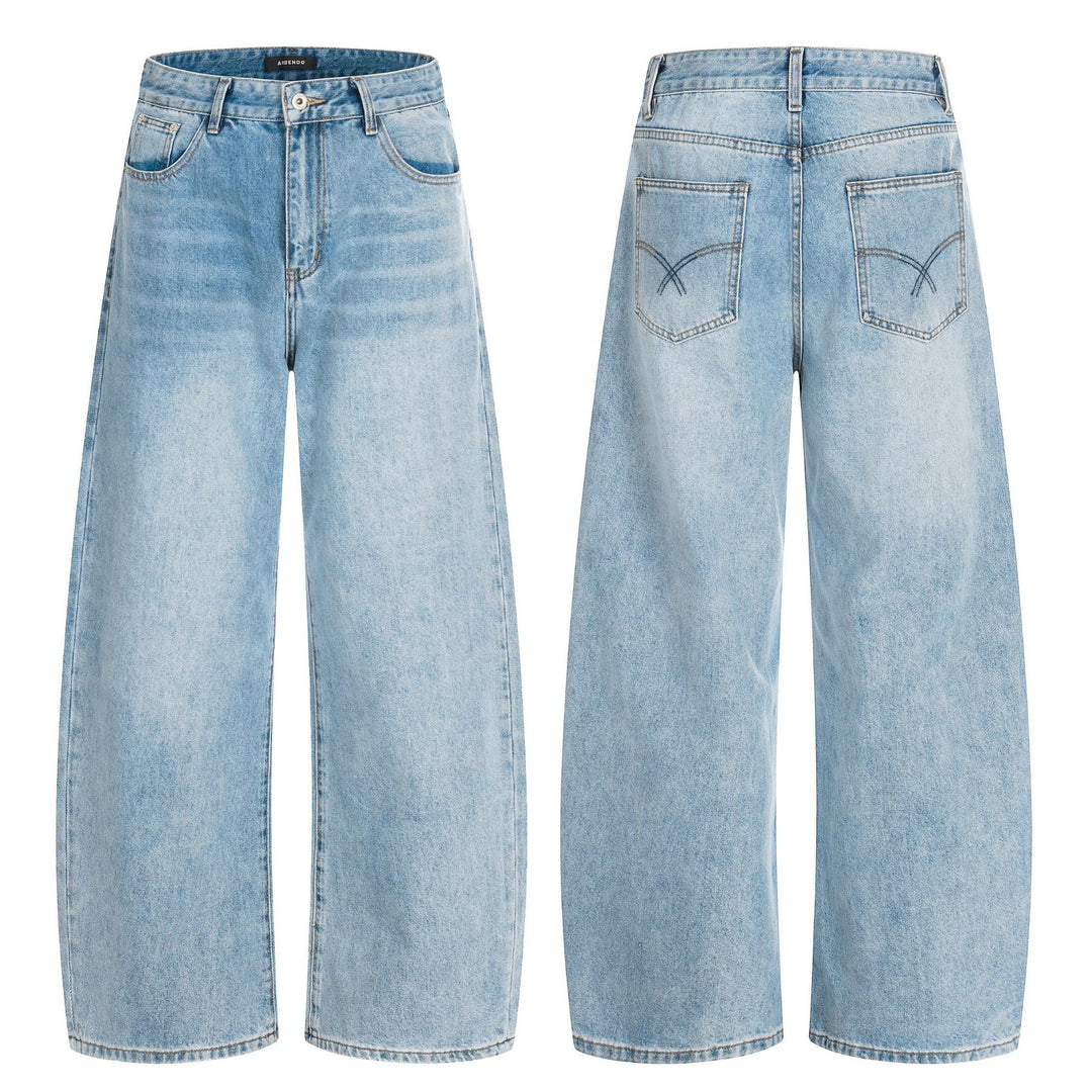 Damen Weite Cropped-Denim-Culotte mit hoher Taille und Fünf‑Taschen‑Details Echoarchiv