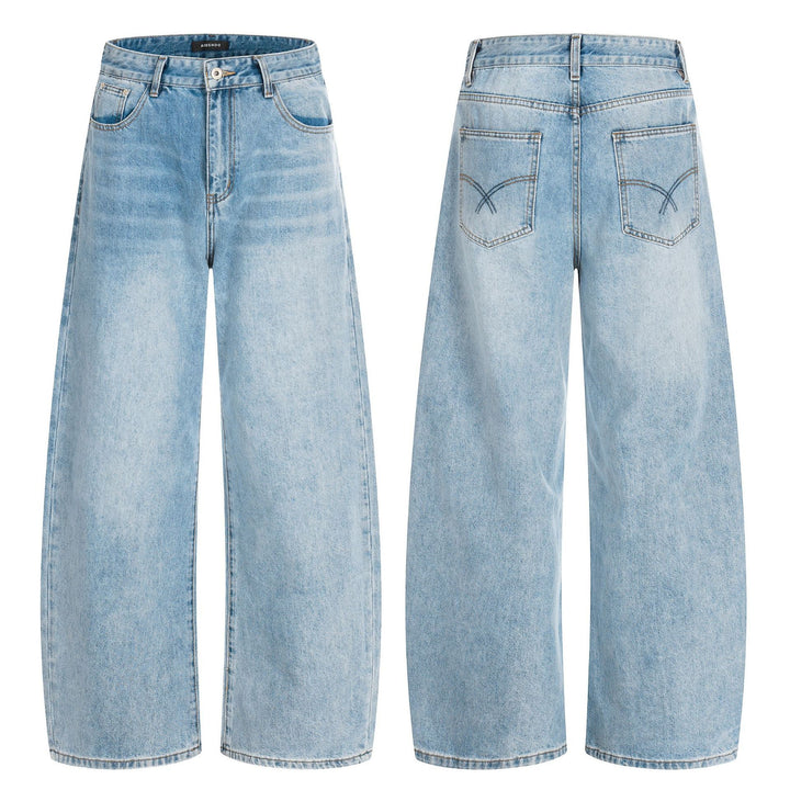 Damen Weite Cropped-Denim-Culotte mit hoher Taille und Fünf‑Taschen‑Details Echoarchiv