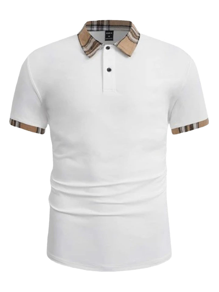 Herren Poliertes Freizeit Poloshirt mit markantem kariertem Kragen Echoarchiv