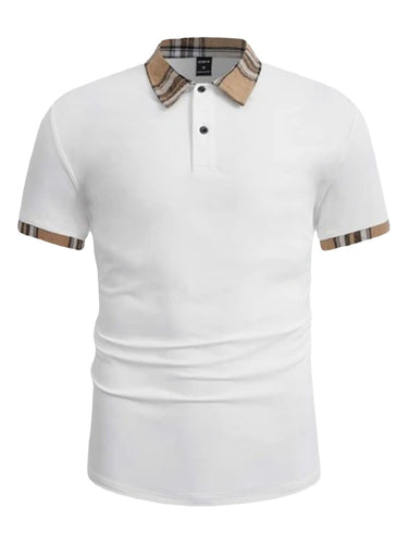Herren Poloshirt mit modernem Karodetail Echoarchiv