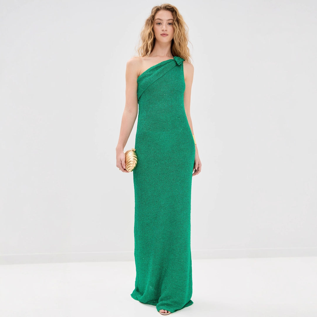 Damen Elegantes asymmetrisches Maxikleid aus Netz Echo Archiv