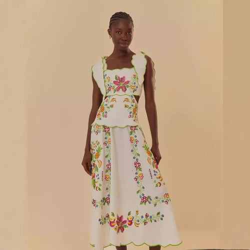 Damen Sommerkleid mit aufwendiger floralem Stickdesign Echo Archiv