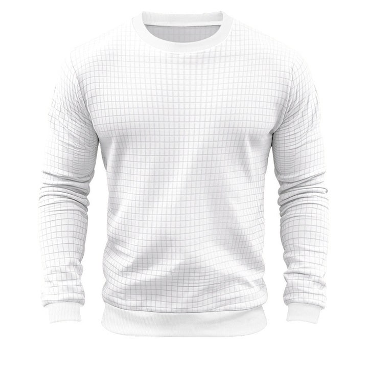 Herren stylischer Rundhals-Pullover mit modernem quadratischem Muster Echoarchiv
