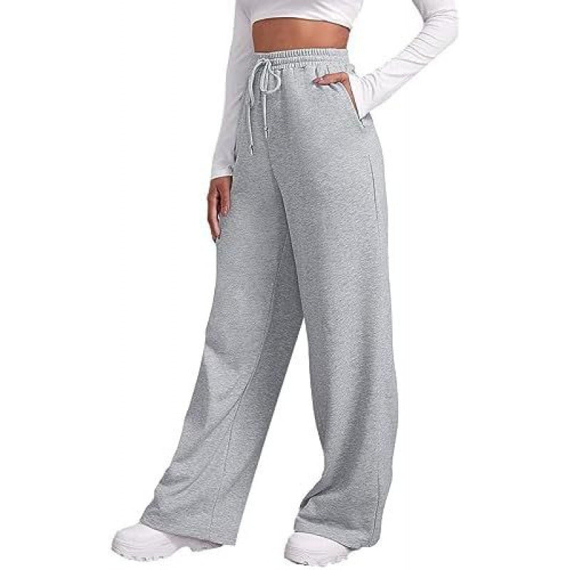 Damen nan fließende High-Waist Palazzo-Loungehose aus leichtem Jersey mit Elastikbund und praktischen Eingrifftaschen Echo Archiv
