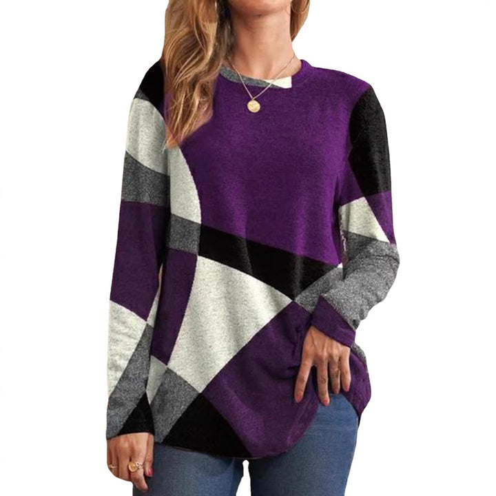 Damen Geometrischer Übergroßer Strickpullover mit Knopfdetails an der Seite Echoarchiv