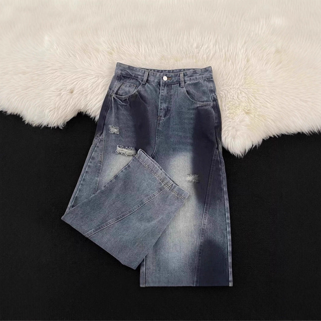 Damen Weitbeinige Destroyed Jeans Echoarchiv