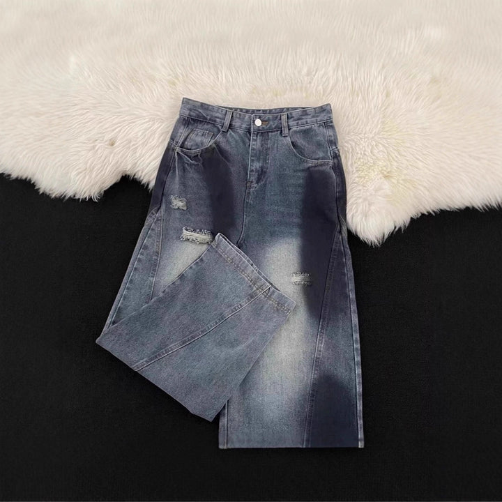 Damen Weitbeinige Destroyed Jeans Echoarchiv