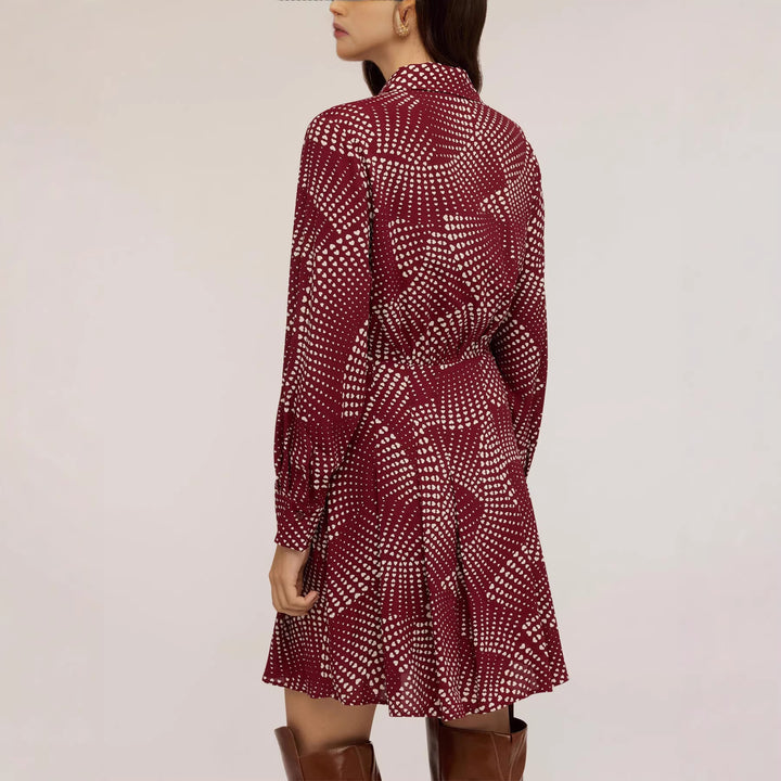 Damen Hemdblusenkleid mit Smockbund, Knopfleiste und Allover‑Print – Avérine