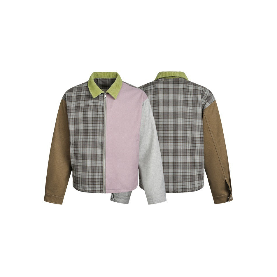Damen Patchwork‑Blousonjacke im Boxy‑Cut mit Kordkragen Echoarchiv