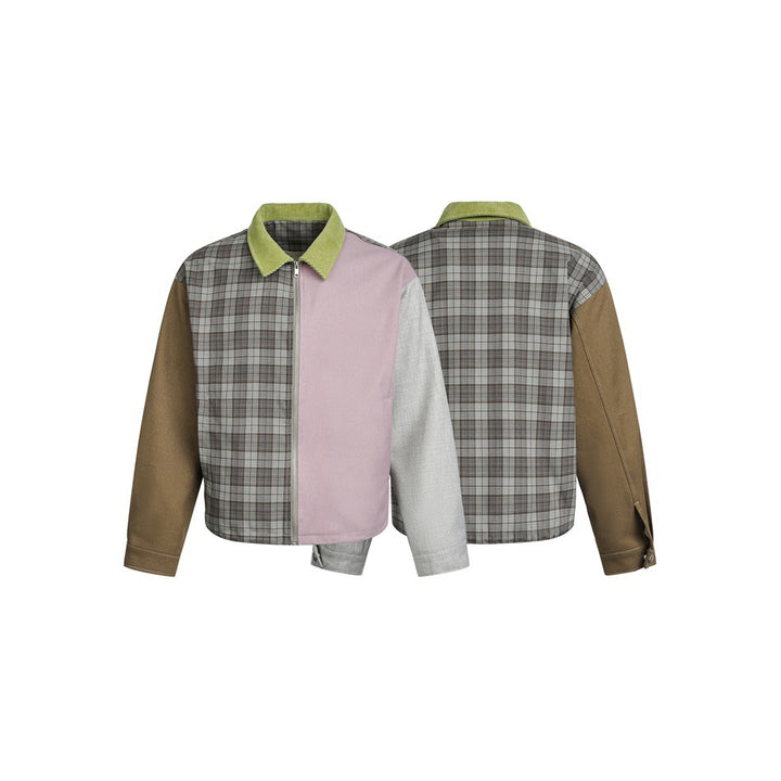 Damen Patchwork‑Blousonjacke im Boxy‑Cut mit Kordkragen Echoarchiv