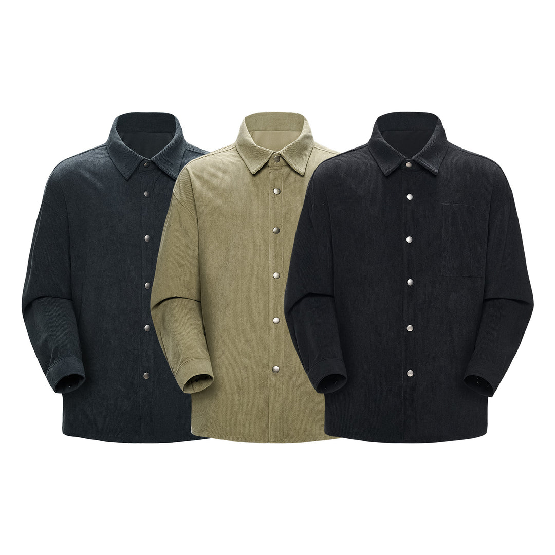 Herren Oversize-Cordhemdjacke mit Druckknöpfen und Brusttasche Echo Archiv