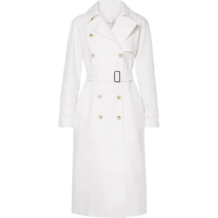 Damen Midilanger Einreihiger Trenchcoat mit Sturmlasche und verstellbaren Manschetten Echoarchiv