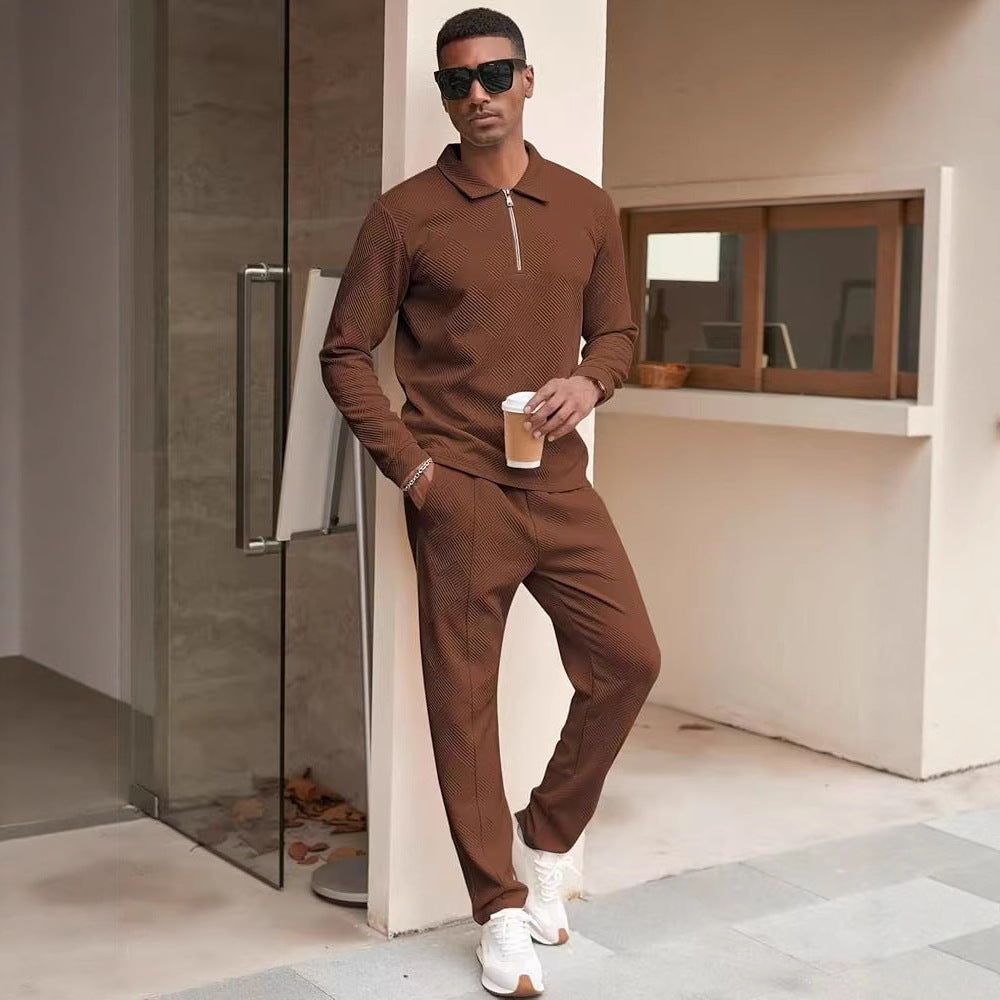 Herren Freizeit-Oberteil und Hose Set mit strukturiertem Design Echoarchiv