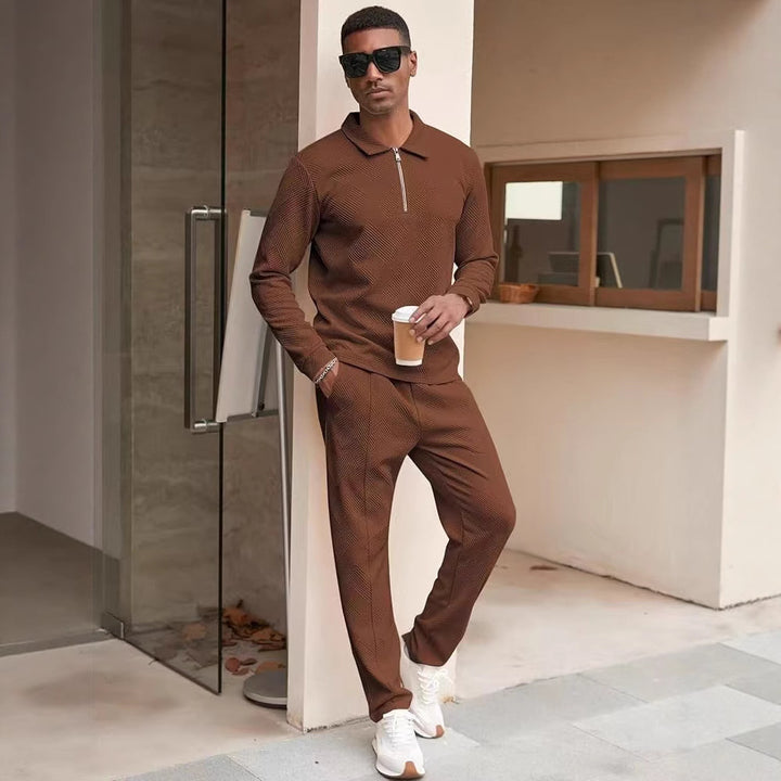 Herren Freizeit-Oberteil und Hose Set mit strukturiertem Design Echoarchiv