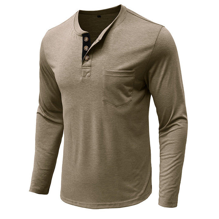 Herren Langarm-Henley-Shirt mit modischen Knöpfen Echoarchiv