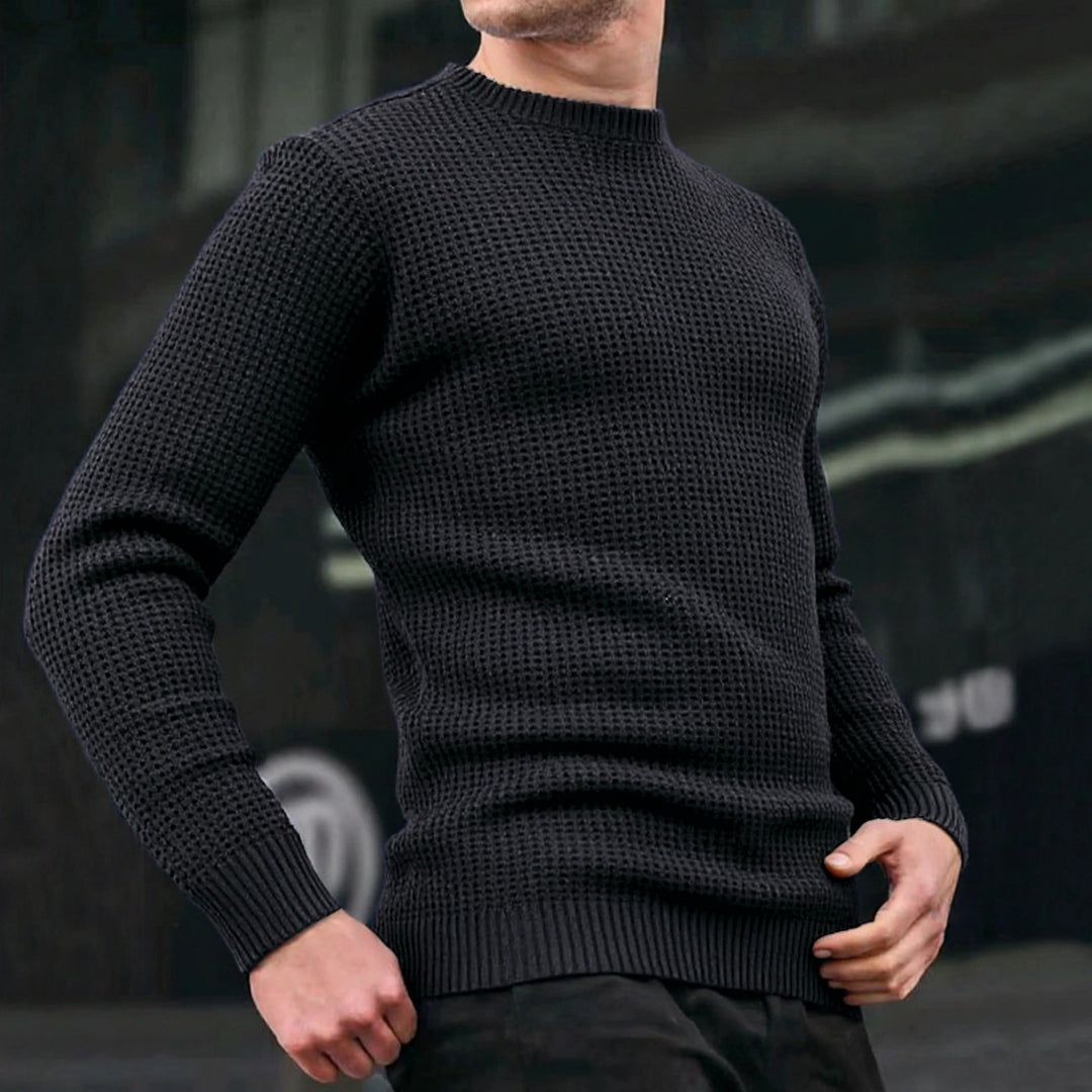 Herren lockerer Strickpullover mit Waffelmuster Echoarchiv